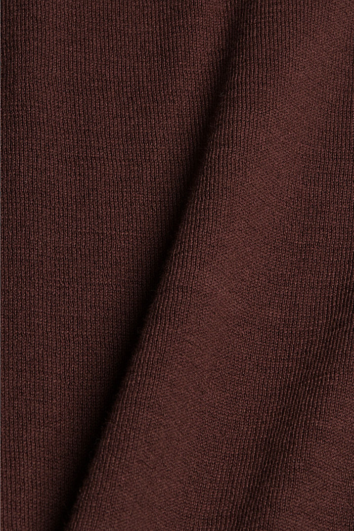 Jumper with band collar, 100% pima cotton, RUST BROWN, detail image number 4