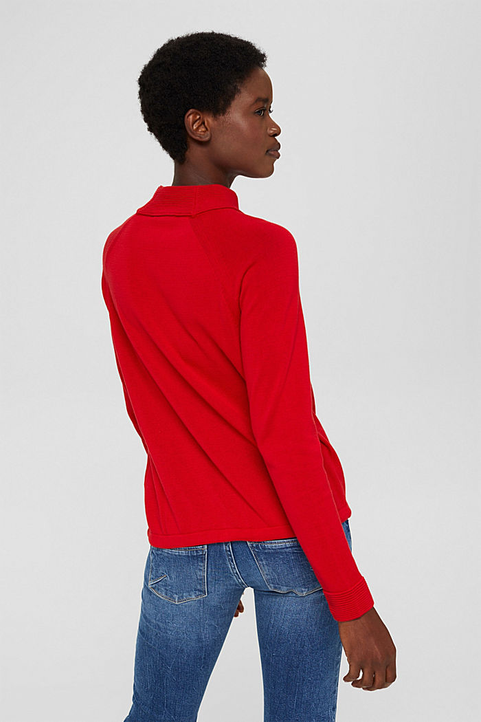 Sweter z półgolfem, 100% bawełny, RED, detail image number 3