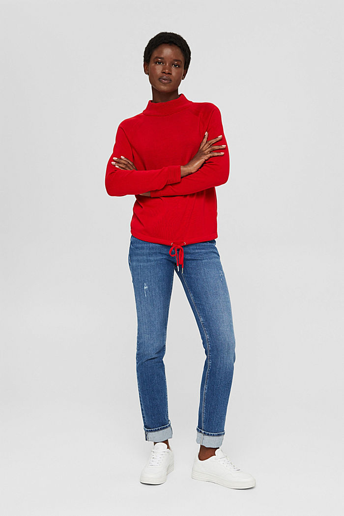 Sweter z półgolfem, 100% bawełny, RED, detail image number 1