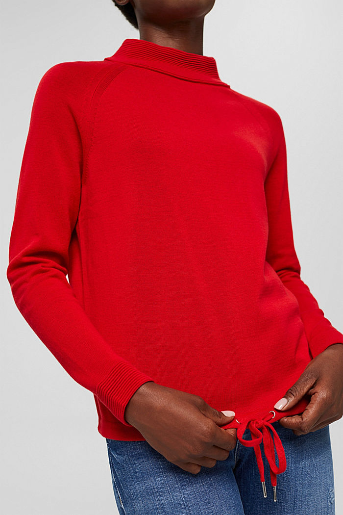 Sweter z półgolfem, 100% bawełny, RED, detail image number 2