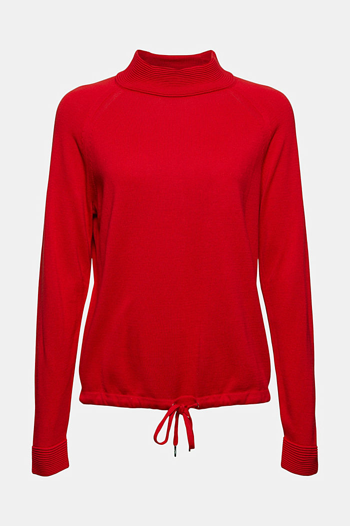 Sweter z półgolfem, 100% bawełny, RED, detail image number 6