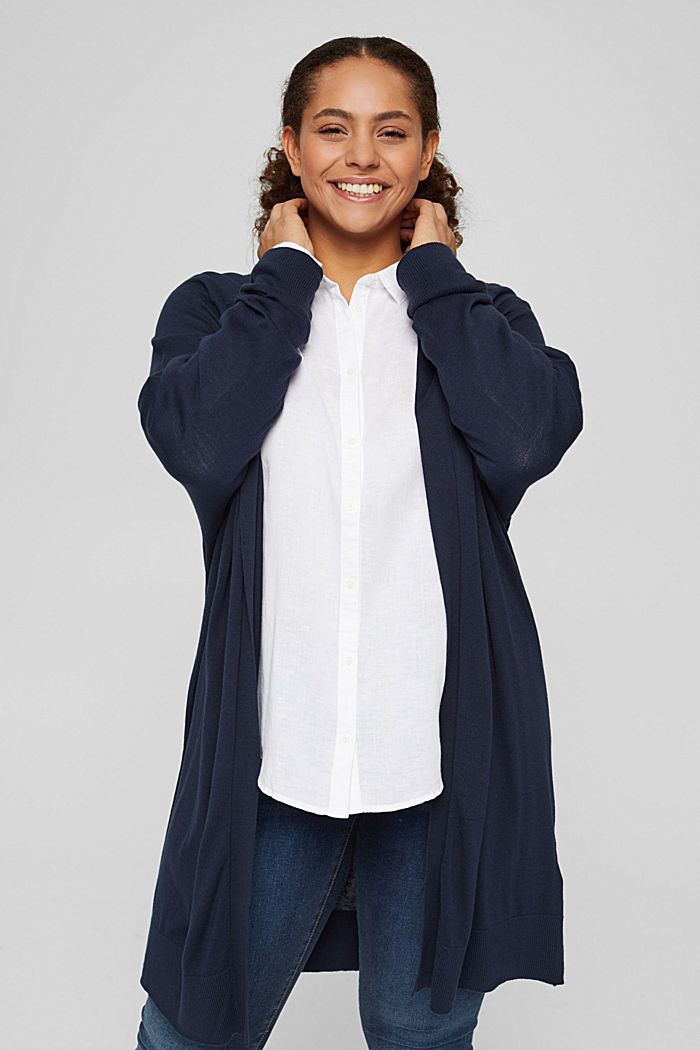 CURVY cardigan made of 100% pima cotton, NAVY, detail image number 0