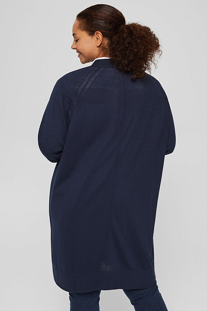 CURVY cardigan in 100% cotone Pima, NAVY, detail image number 3