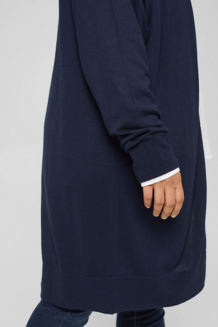 CURVY cardigan in 100% cotone Pima, NAVY, detail image number 2