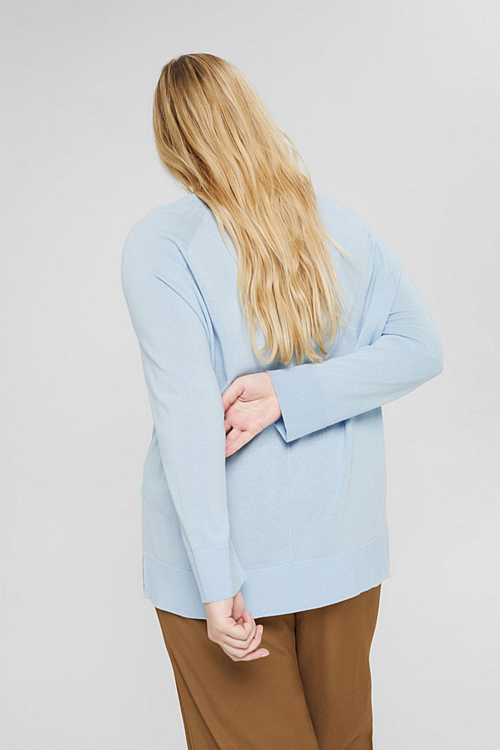 CURVY Pullover in 100% cotone Pima, PASTEL BLUE, detail image number 3