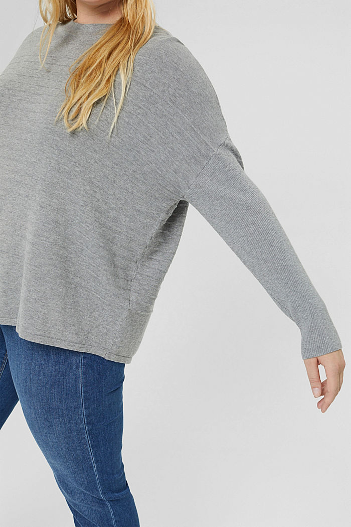 CURVY striped jumper made of blended organic cotton, MEDIUM GREY, detail image number 2