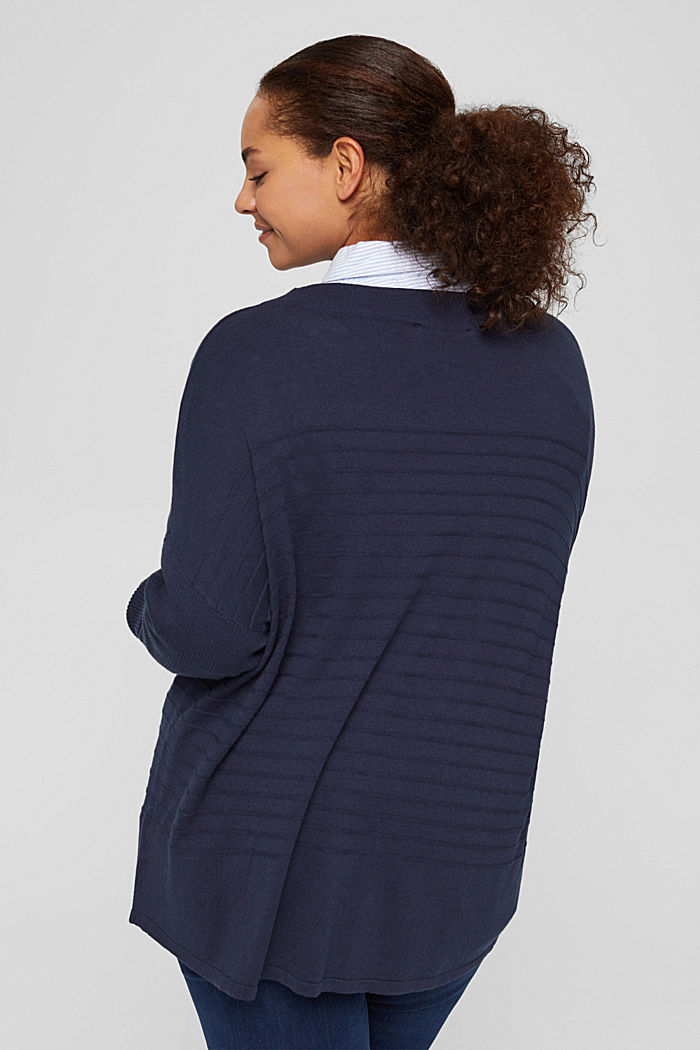 CURVY Pullover a righe di misto cotone biologico, NAVY, detail image number 3