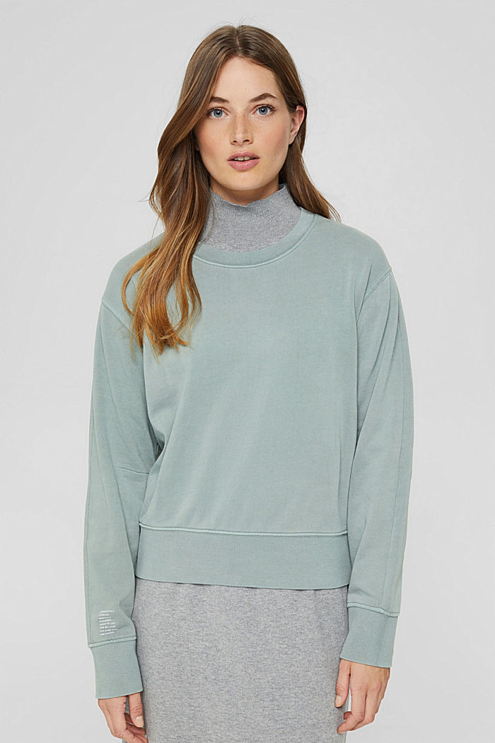 Sweatshirt made of 100% organic cotton, DUSTY GREEN, detail image number 0