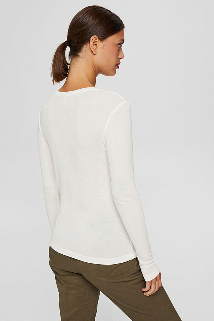 Finely ribbed long sleeve top made of 100% TENCEL™, OFF WHITE, detail image number 3