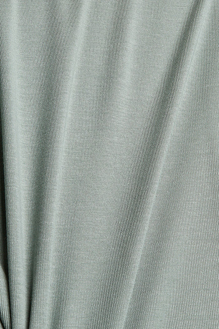 100 % TENCEL™ -kuitua: pitkähihainen paita hienoa ribbineulosta, DUSTY GREEN, detail image number 4
