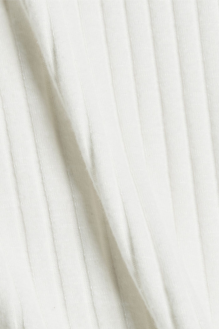 Prążkowany T-shirt z różnych materiałów, OFF WHITE, detail image number 4