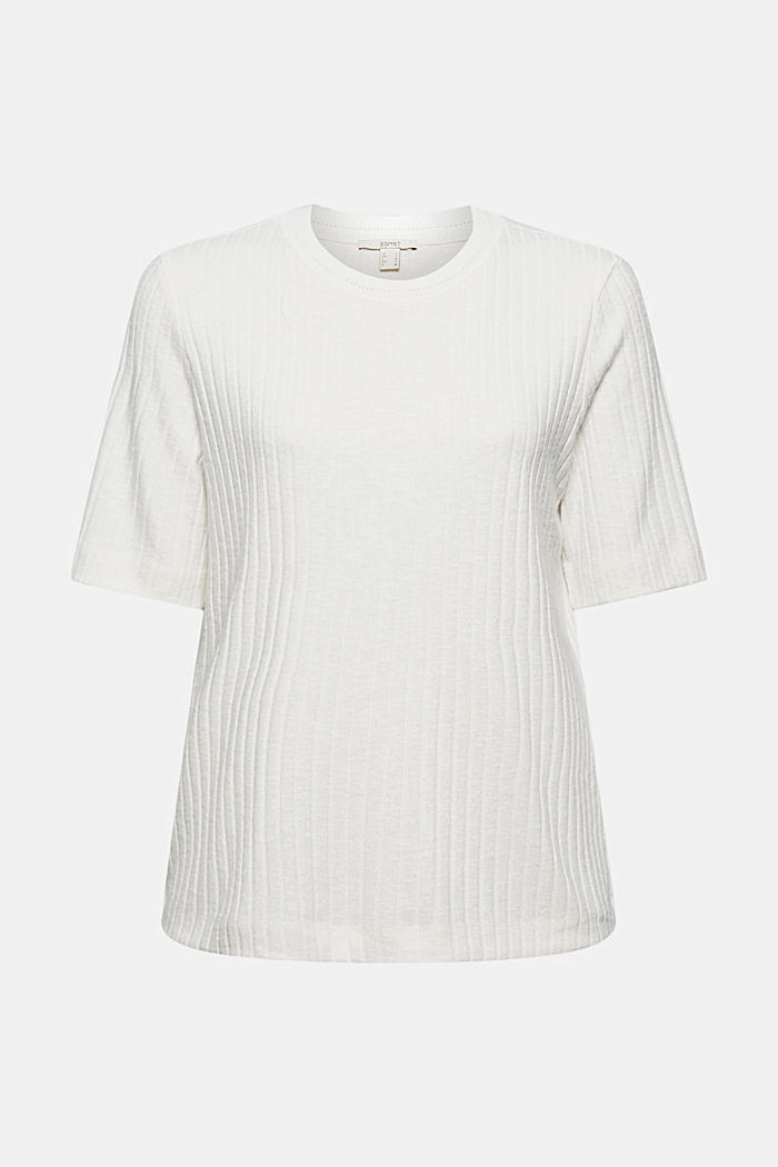 T-shirt a coste in materiale misto, OFF WHITE, overview
