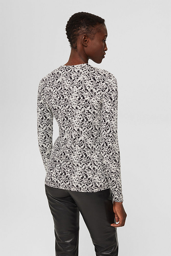 Long sleeve top with an all-over print, organic cotton, NEW BLACK, detail image number 3