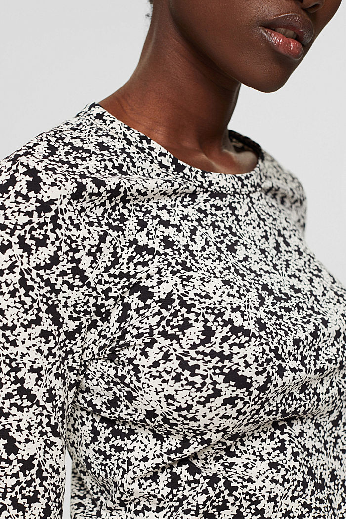 Long sleeve top with an all-over print, organic cotton, NEW BLACK, detail image number 2