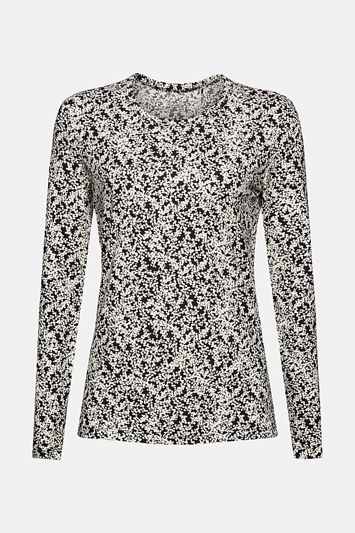 Long sleeve top with an all-over print, organic cotton, NEW BLACK, detail image number 7