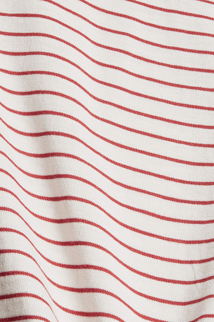 Maglia a maniche lunghe a righe con scollo a barchetta, 100% cotone biologico, RED, detail image number 4