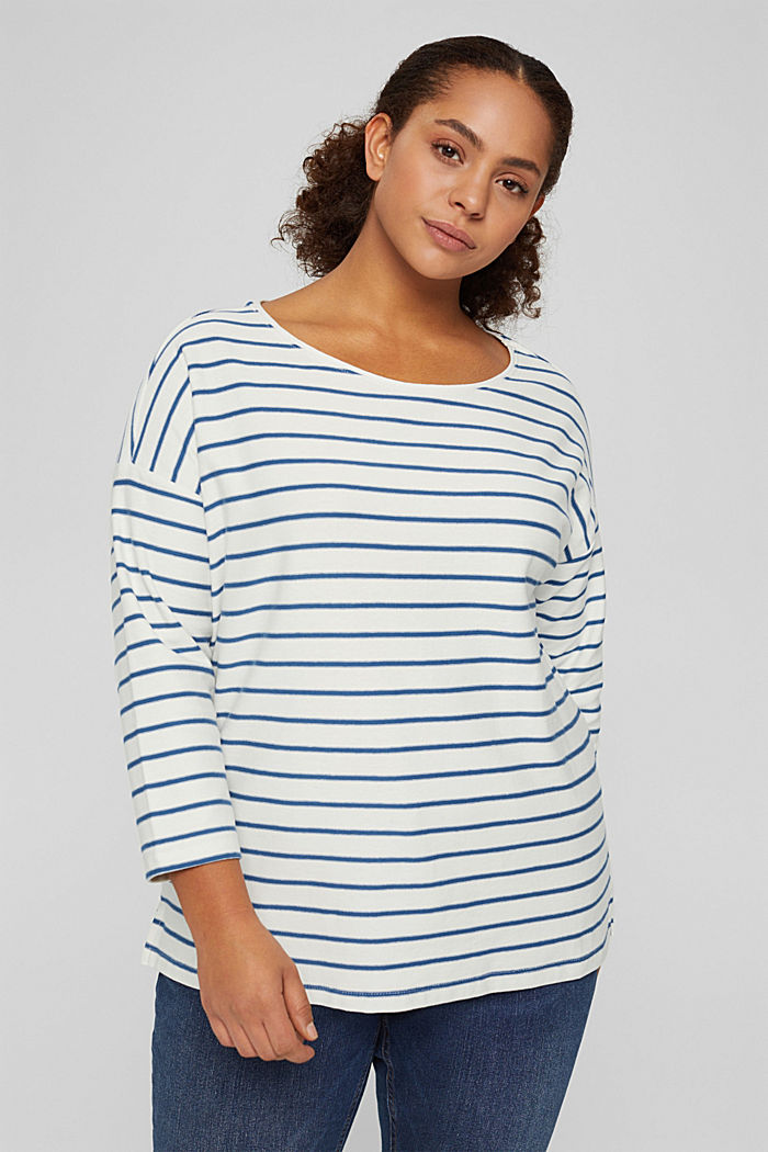 CURVY jersey long sleeve top in organic cotton, BRIGHT BLUE, detail image number 0