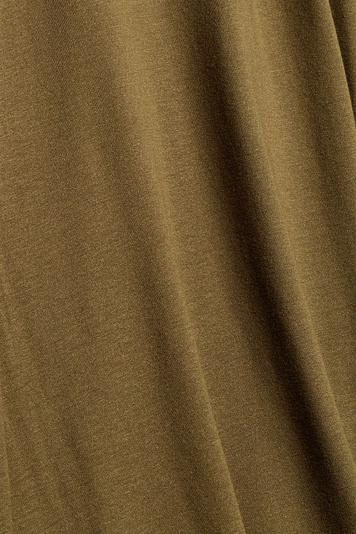 Wide blouse top in jersey and cloth, DARK KHAKI, detail image number 3