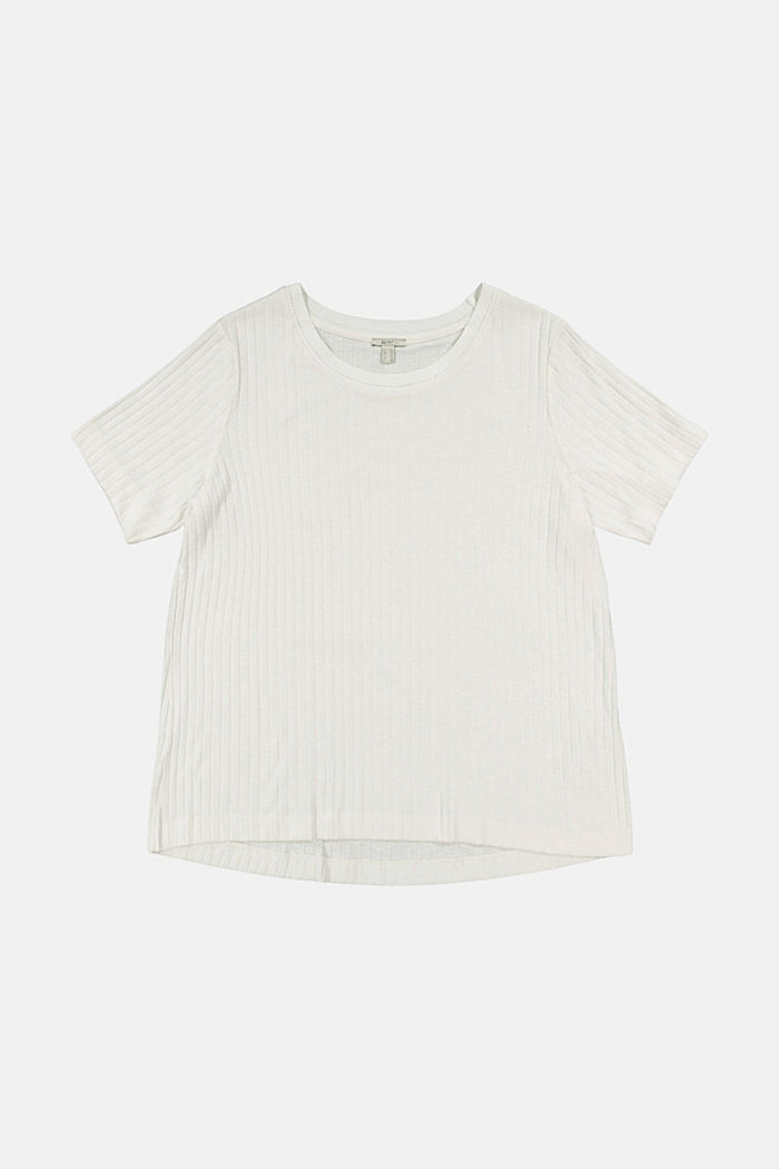 Prążkowany T-shirt PLUS SIZE z różnych materiałów, OFF WHITE, detail image number 6