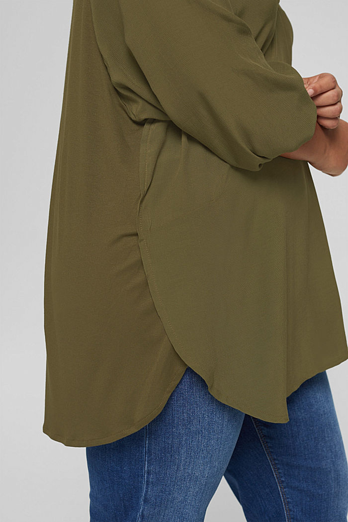 CURVY tunic blouse in a mix of materials, DARK KHAKI, detail image number 2
