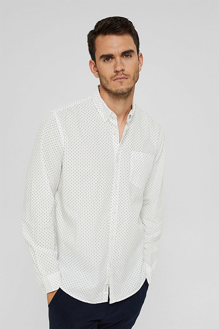 Button-down shirt with print, 100% organic cotton, OFF WHITE, detail image number 0
