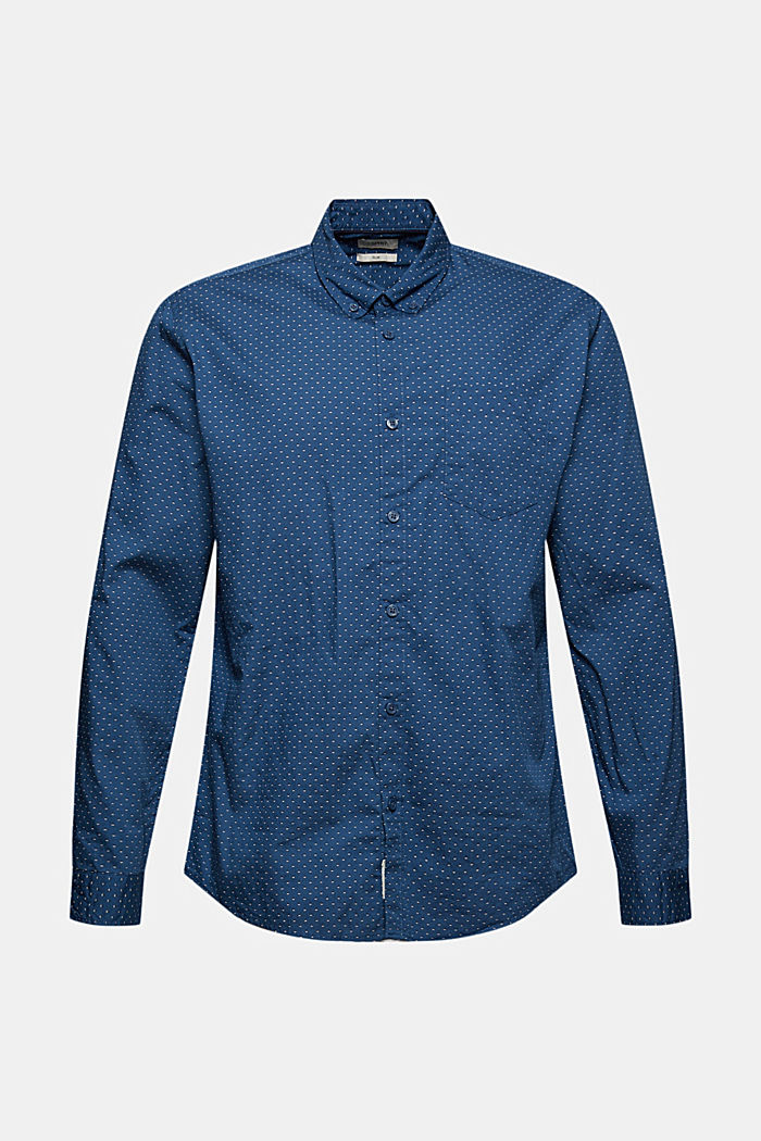 Button-Down-Hemd mit Print, 100% Bio-Baumwolle, DARK BLUE, overview