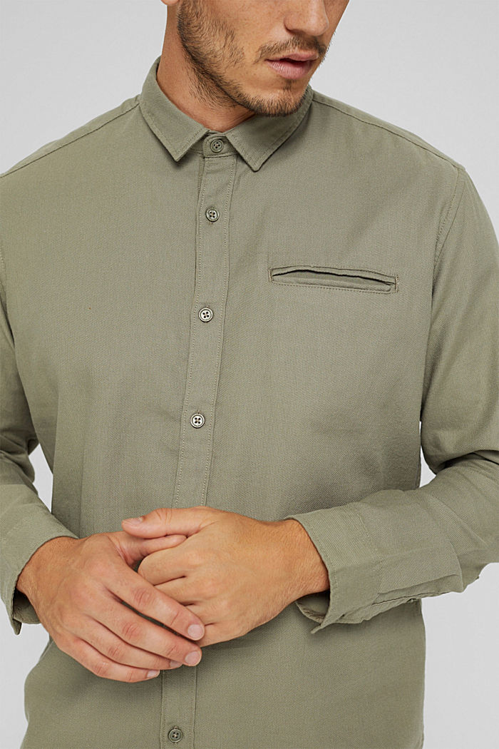 Textured shirt made of 100% organic, PALE KHAKI, detail image number 2