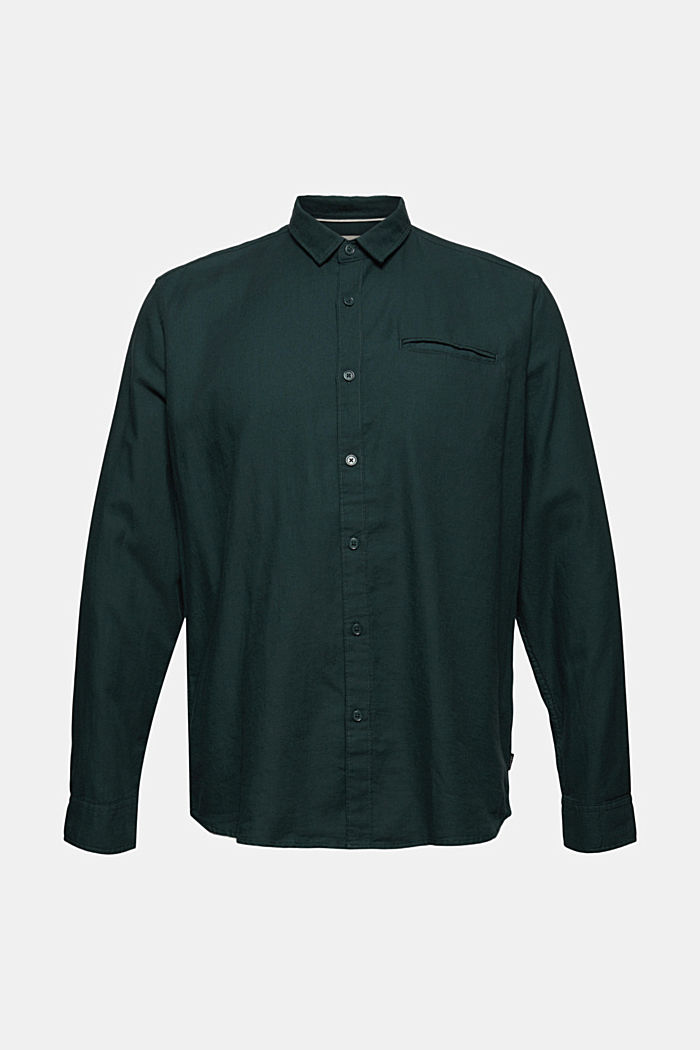 Textured shirt made of 100% organic, TEAL BLUE, overview