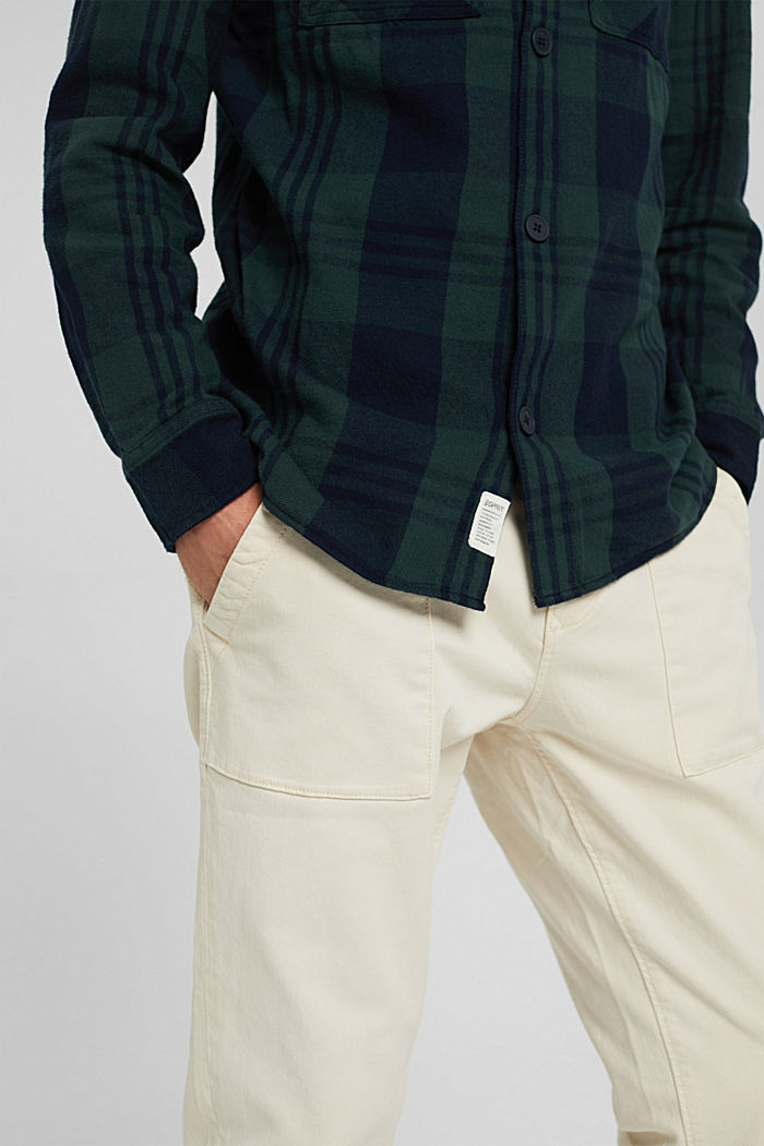 Kraciasty overshirt z bawełny ekologicznej, TEAL BLUE, detail image number 5