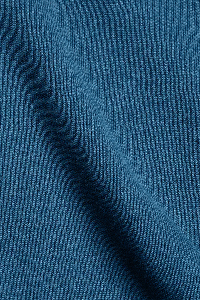 Crewneck jumper in pima cotton, PETROL BLUE, detail image number 4