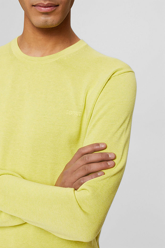 Crewneck jumper in pima cotton, NEW YELLOW, detail image number 2