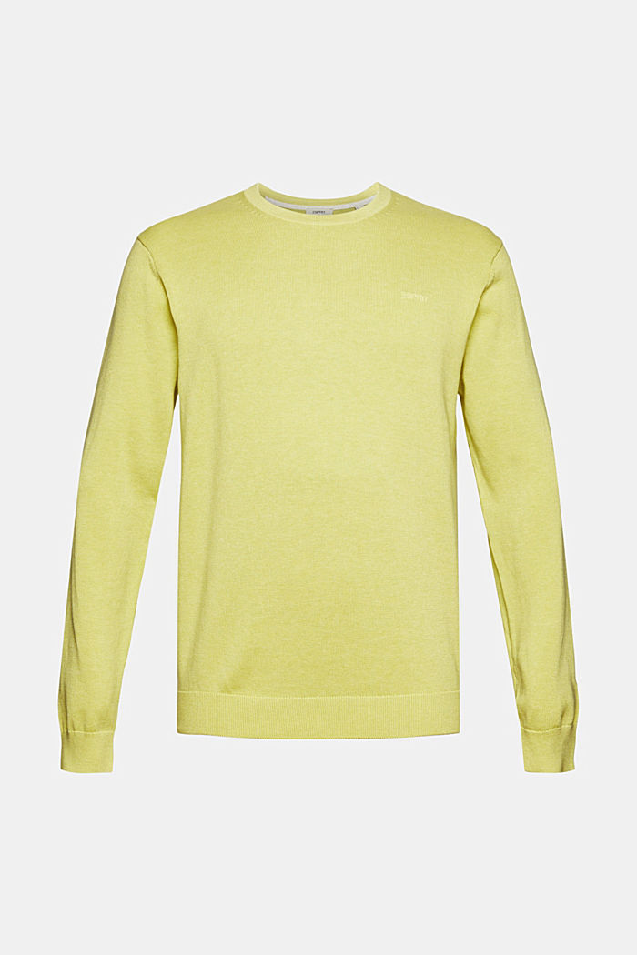 Crewneck jumper in pima cotton, NEW YELLOW, overview