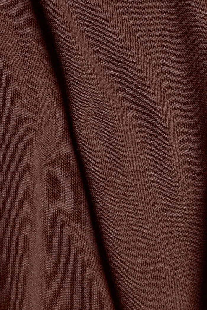 V-neck jumper made of 100% pima cotton, DARK BROWN, detail image number 4