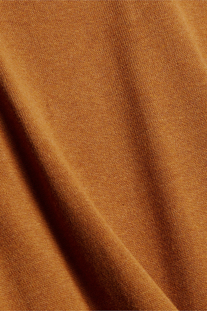 Jersey con cuello en pico, 100 % algodón Pima, CAMEL, detail image number 4