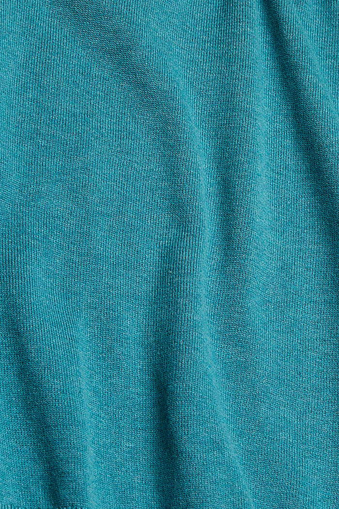V-neck jumper made of 100% pima cotton, TURQUOISE, detail image number 4