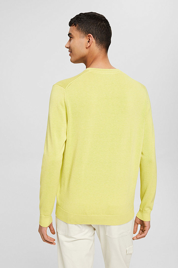 V-neck jumper made of 100% pima cotton, YELLOW, detail image number 3