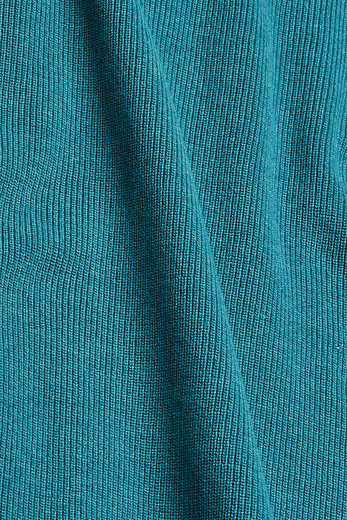 Knitted jumper made of 100% organic cotton, TURQUOISE, detail image number 4