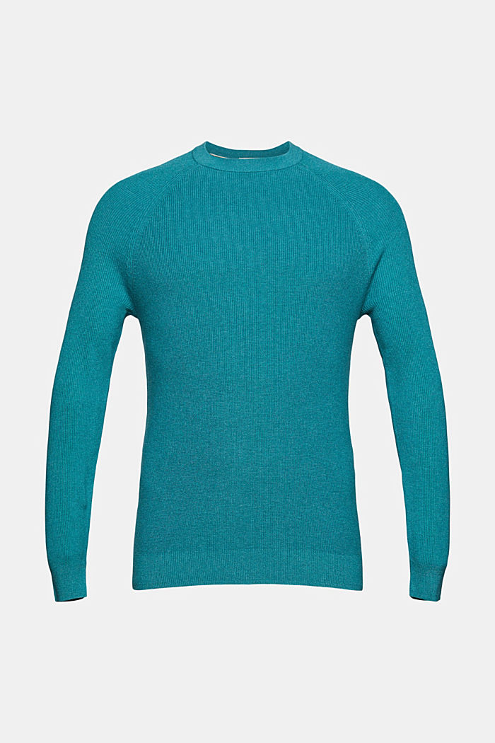 Knitted jumper made of 100% organic cotton, TURQUOISE, detail image number 5