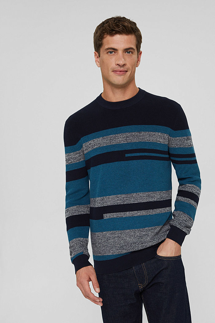 Striped jumper made of 100% organic cotton, NAVY BLUE, detail image number 0