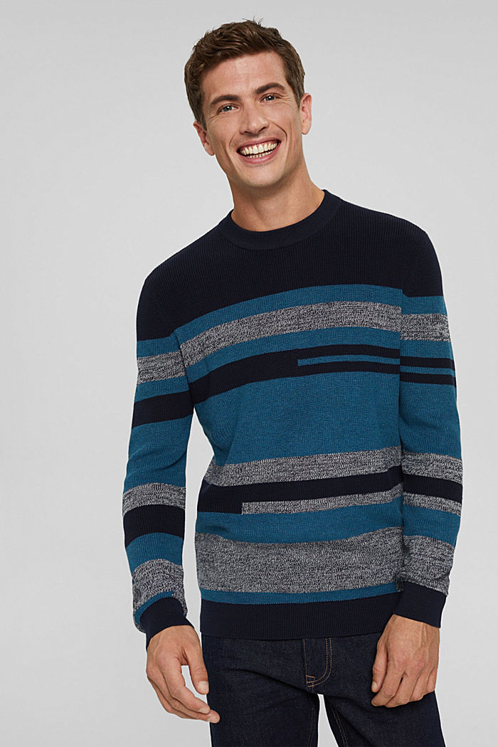 Striped jumper made of 100% organic cotton, NAVY BLUE, detail image number 6