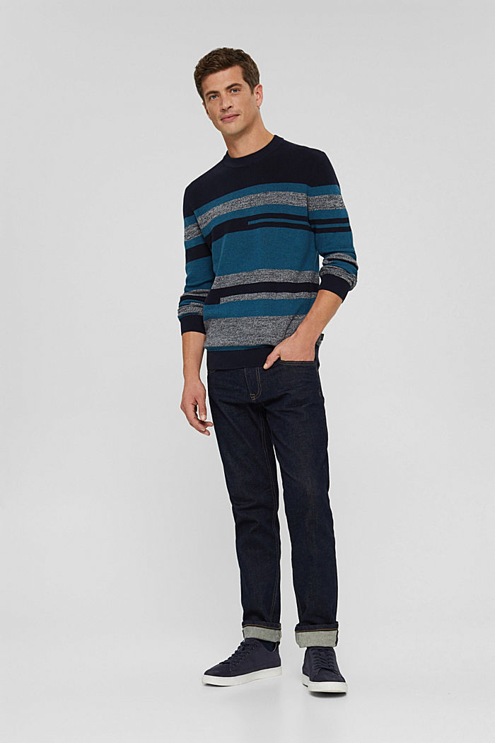 Striped jumper made of 100% organic cotton, NAVY BLUE, detail image number 1