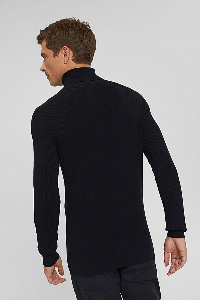 Polo neck jumper made of 100% organic cotton, BLACK, detail image number 3