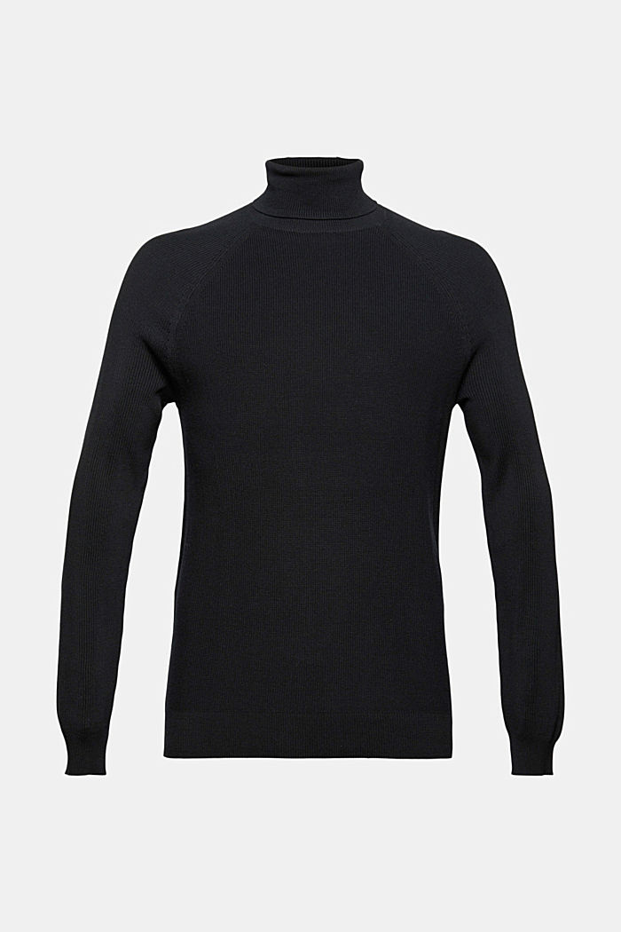 Polo neck jumper made of 100% organic cotton, BLACK, detail image number 6