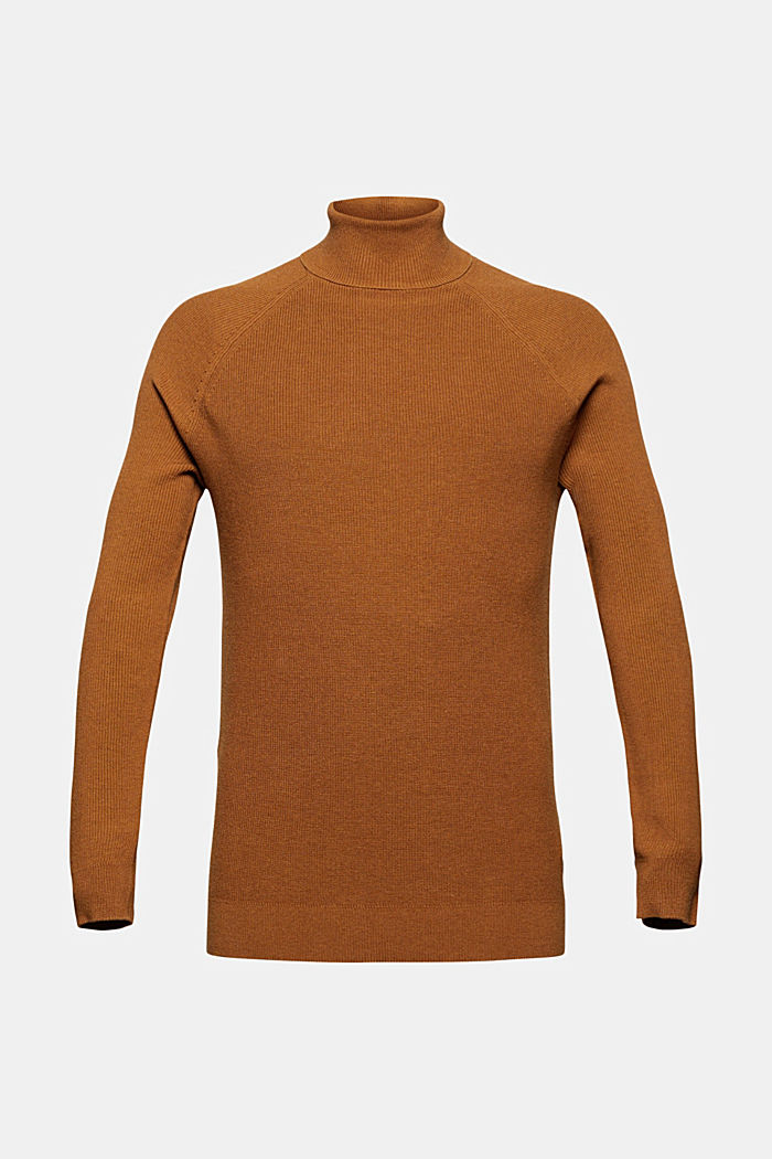 Polo neck jumper made of 100% organic cotton, CAMEL, detail image number 6