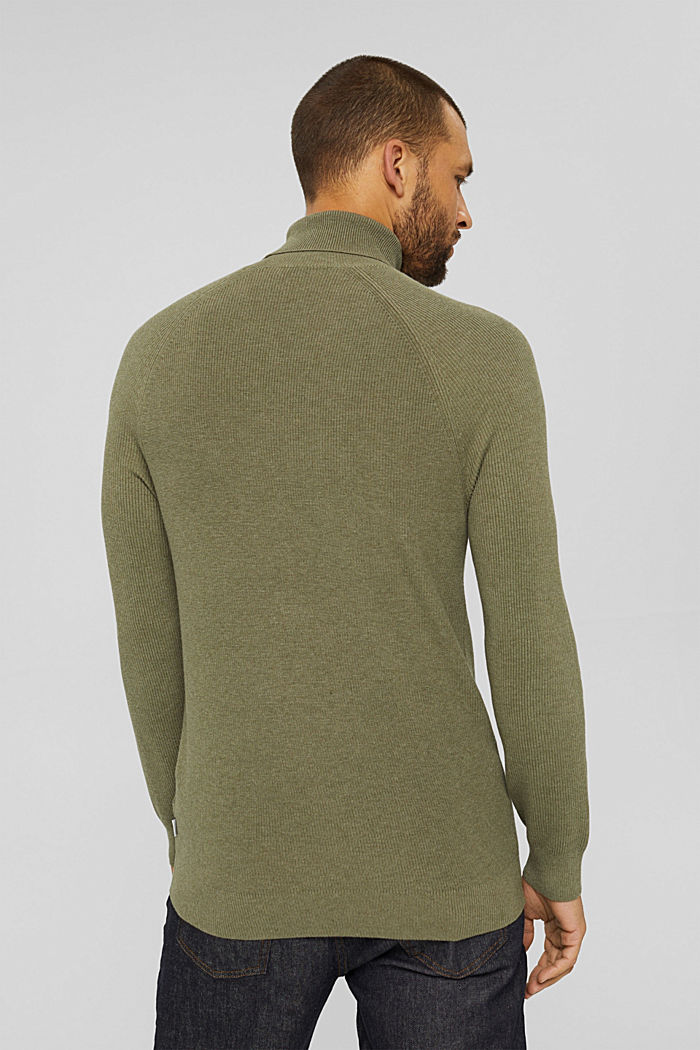 Jersey de cuello vuelto en 100% algodón ecológico, PALE KHAKI, detail image number 3