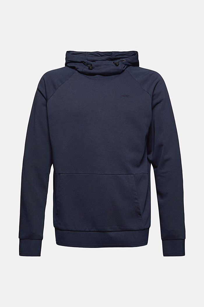 Hoodie with stand-up collar in blended organic cotton