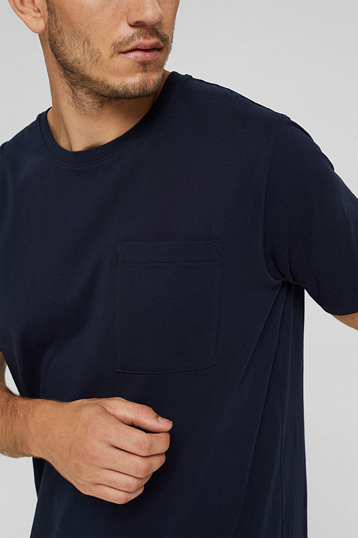 Jerseyowa koszulka z kieszonką, bawełna organiczna