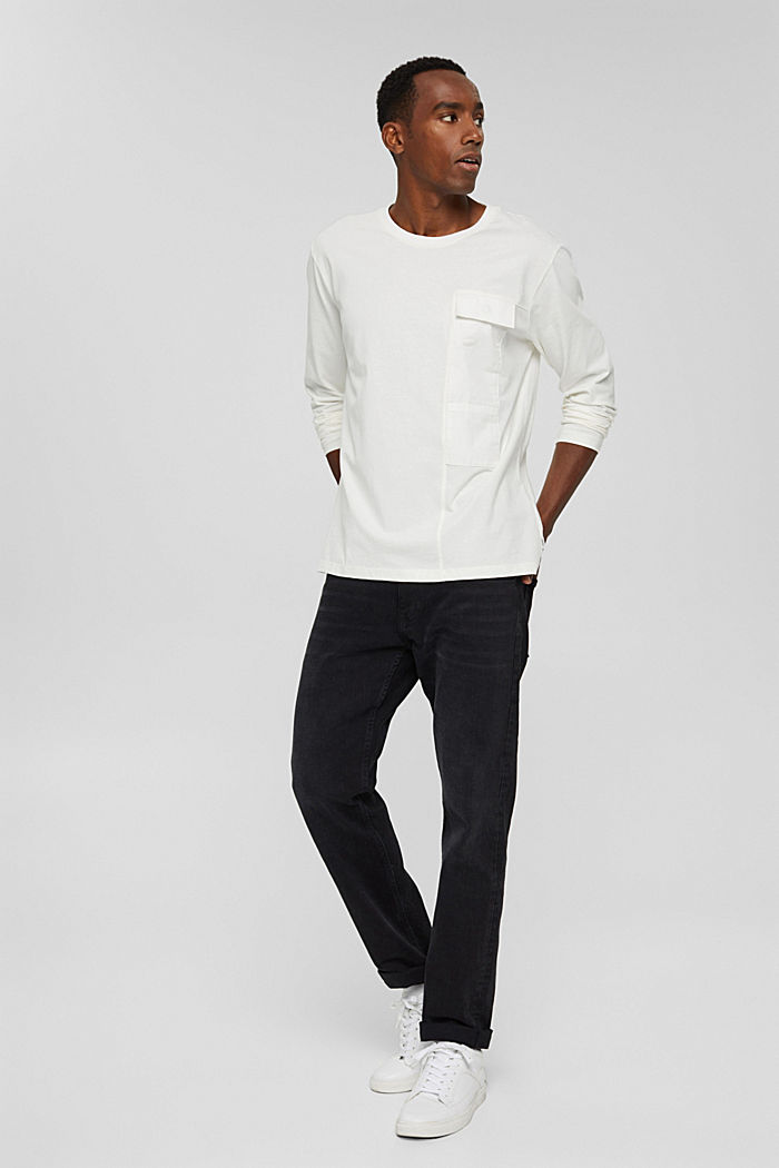 Jersey long sleeve top in organic cotton, OFF WHITE, detail image number 2