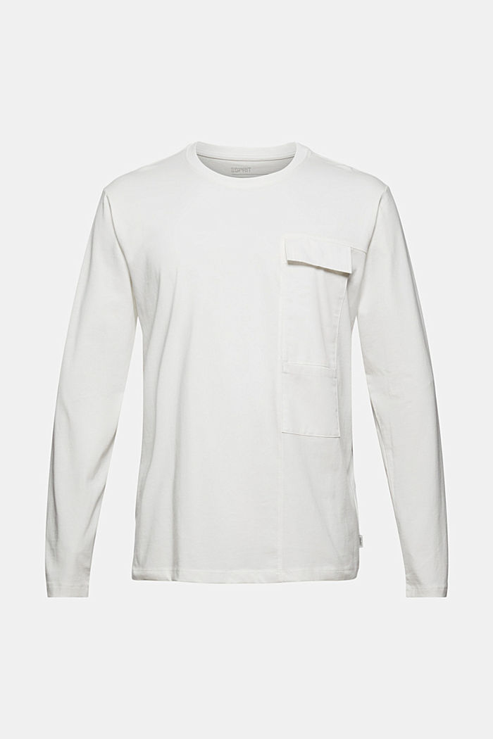 Jersey long sleeve top in organic cotton, OFF WHITE, overview