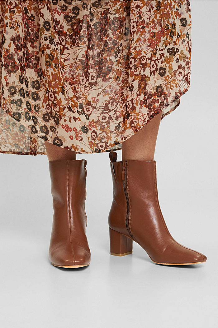 Elegant faux leather ankle boots, CARAMEL, detail image number 3